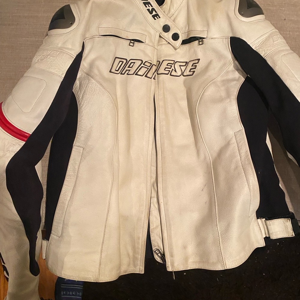 Dainese Women's White and Black Leather Jacket